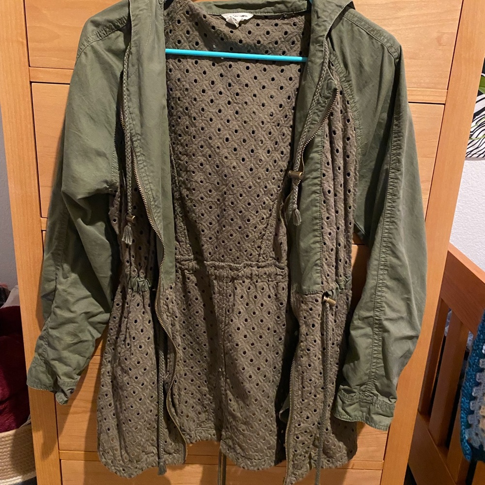 Vintage Army Green Jacket With Hood Gem